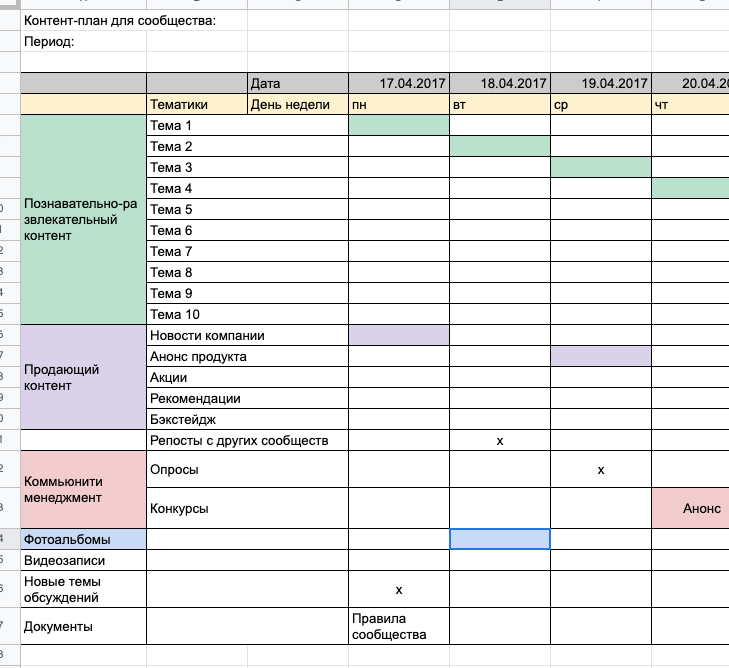 Инструменты и шаблоны для оформления контент-плана SMMplanner Дзен