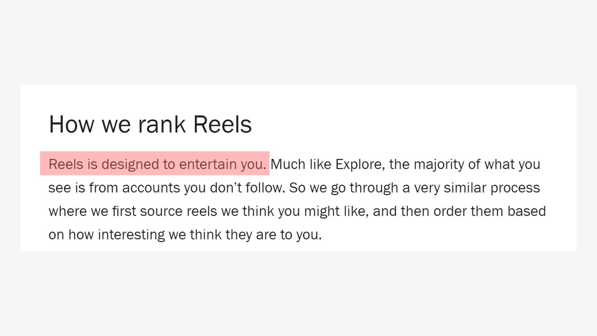В официальном блоге соцсети прямо говорится, что Reels – для развлечения