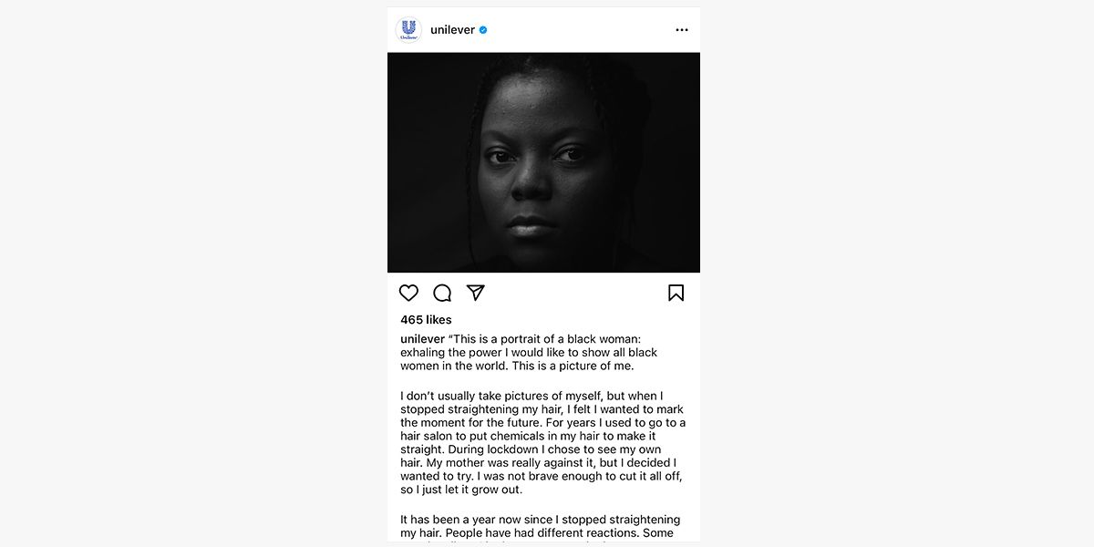 This post by Unilever @unilever has more than 1 000 characters, though it is readable and engaging. What makes it stand out is its topic. If you feel that your brand has something important to share, don’t be humble with Instagram* caption size.