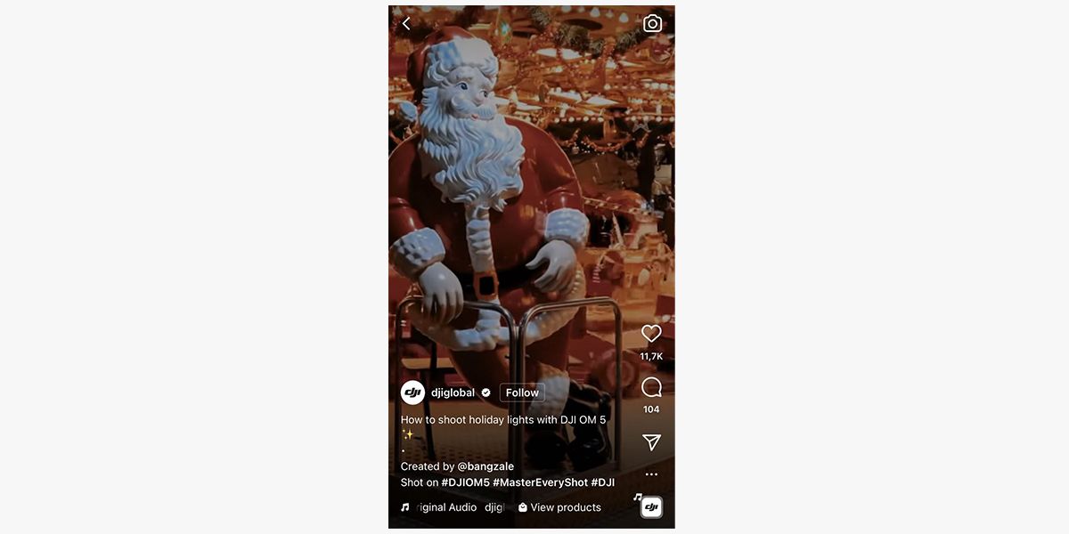 This Reel by DJI @djiglobal, a manufacturer of filmmaking accessories, gives direct instructions on how to use their products. A simple and clear caption works best to grasp the viewer’s attention.