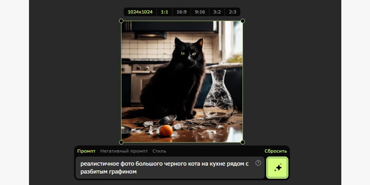 Результат по запросу «реалистичное фото большого черного кота на кухне рядом с разбитым графином»