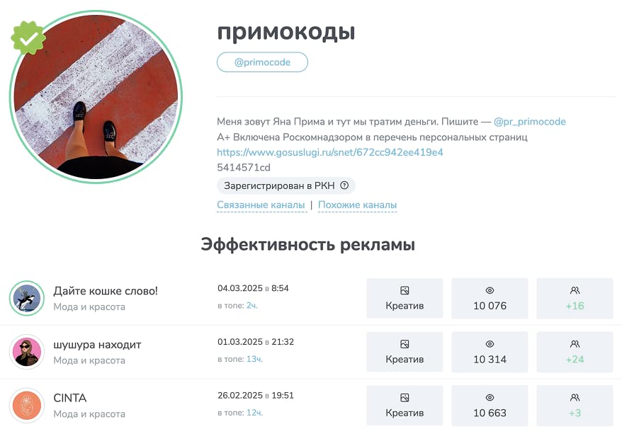 Пример анализа эффективности рекламы в Telegram