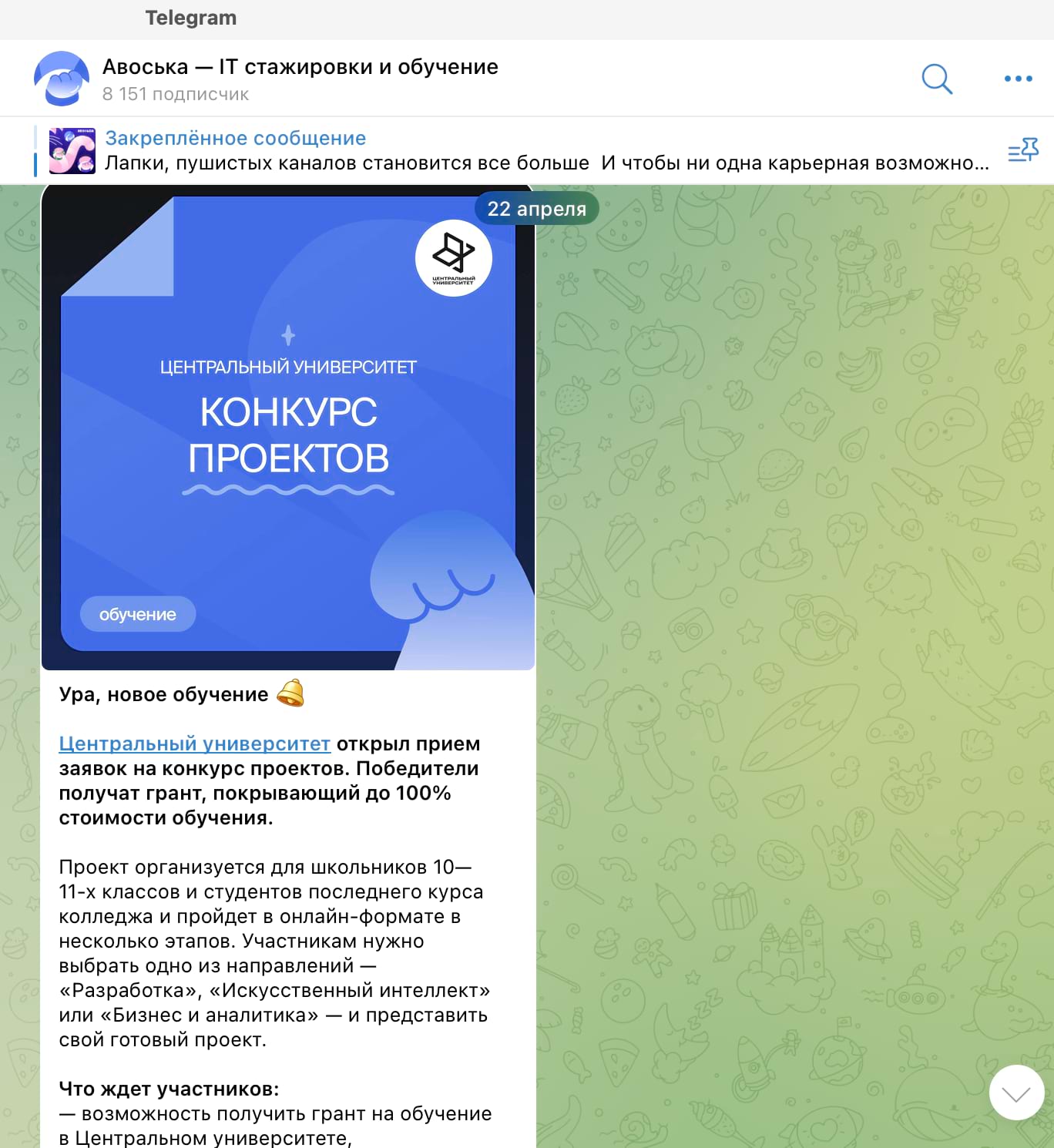 Стажировка Телеграм