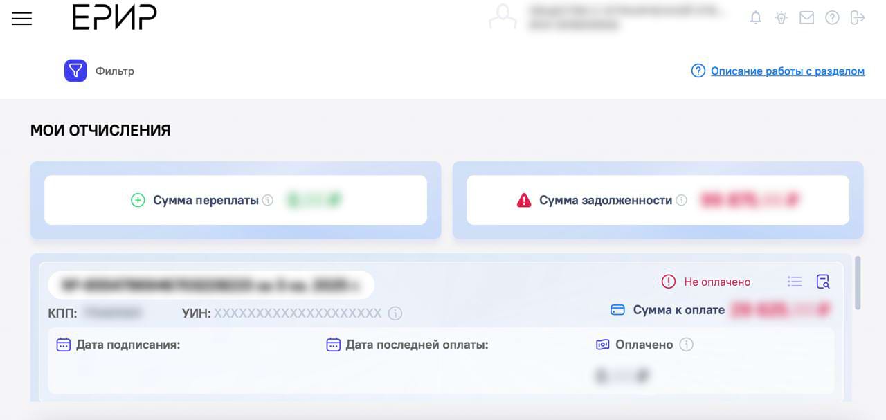 Пример отображения начисленных сумм