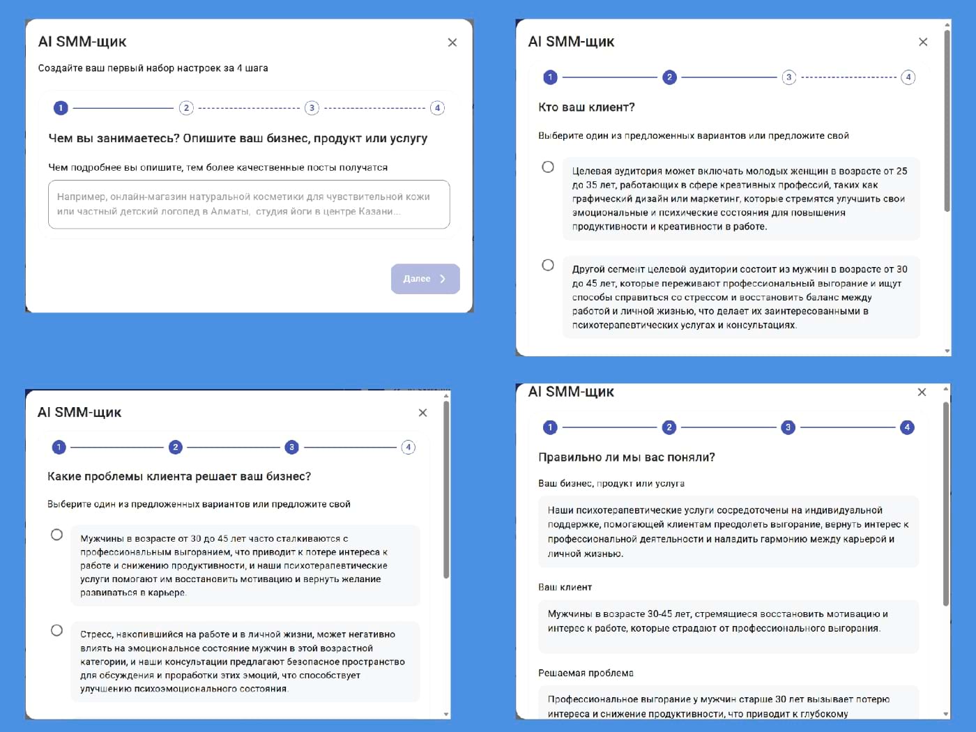 Чем подробнее описан бизнес, тем лучше будет результат