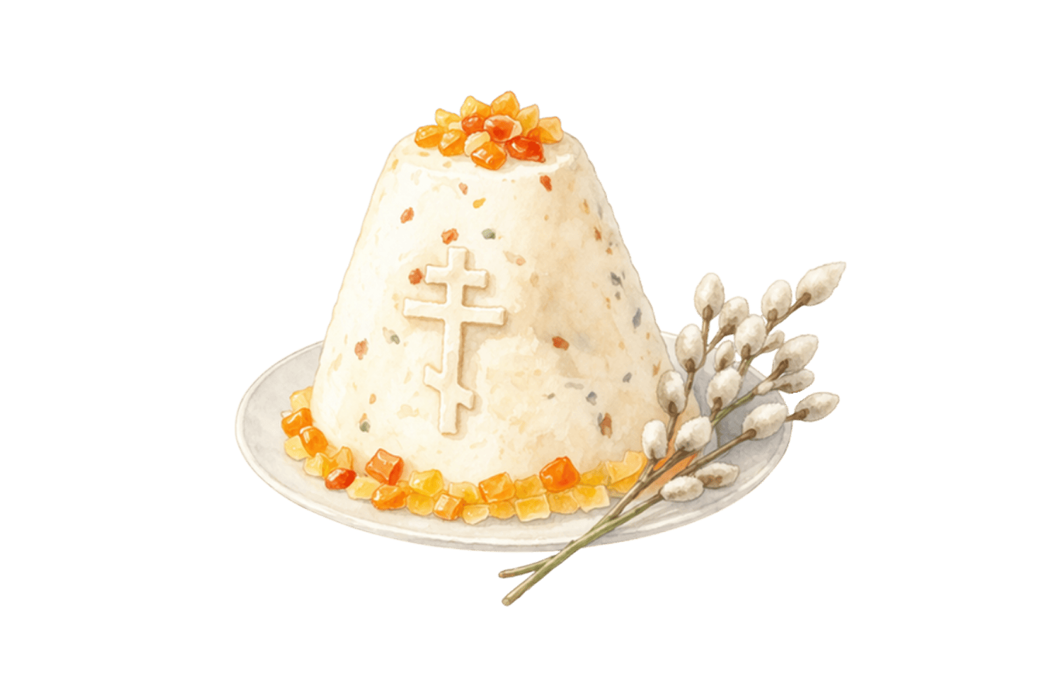 пасха творожная с вербой пасхальный десерт стикер png