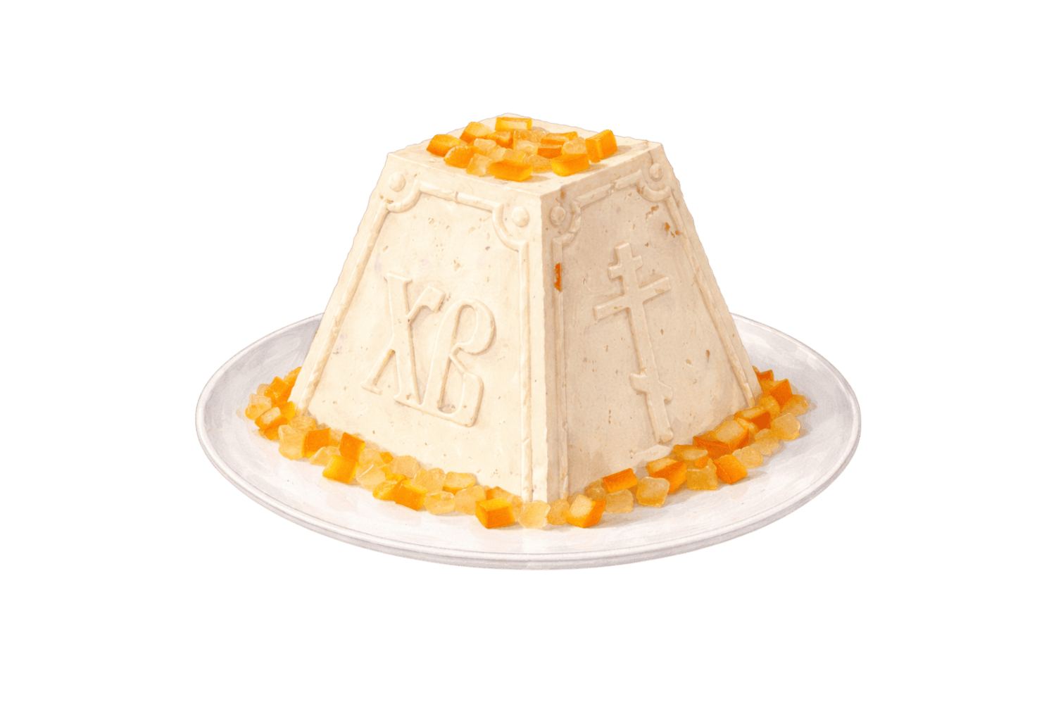 пасха творожная с крестом пасхальный десерт стикер png