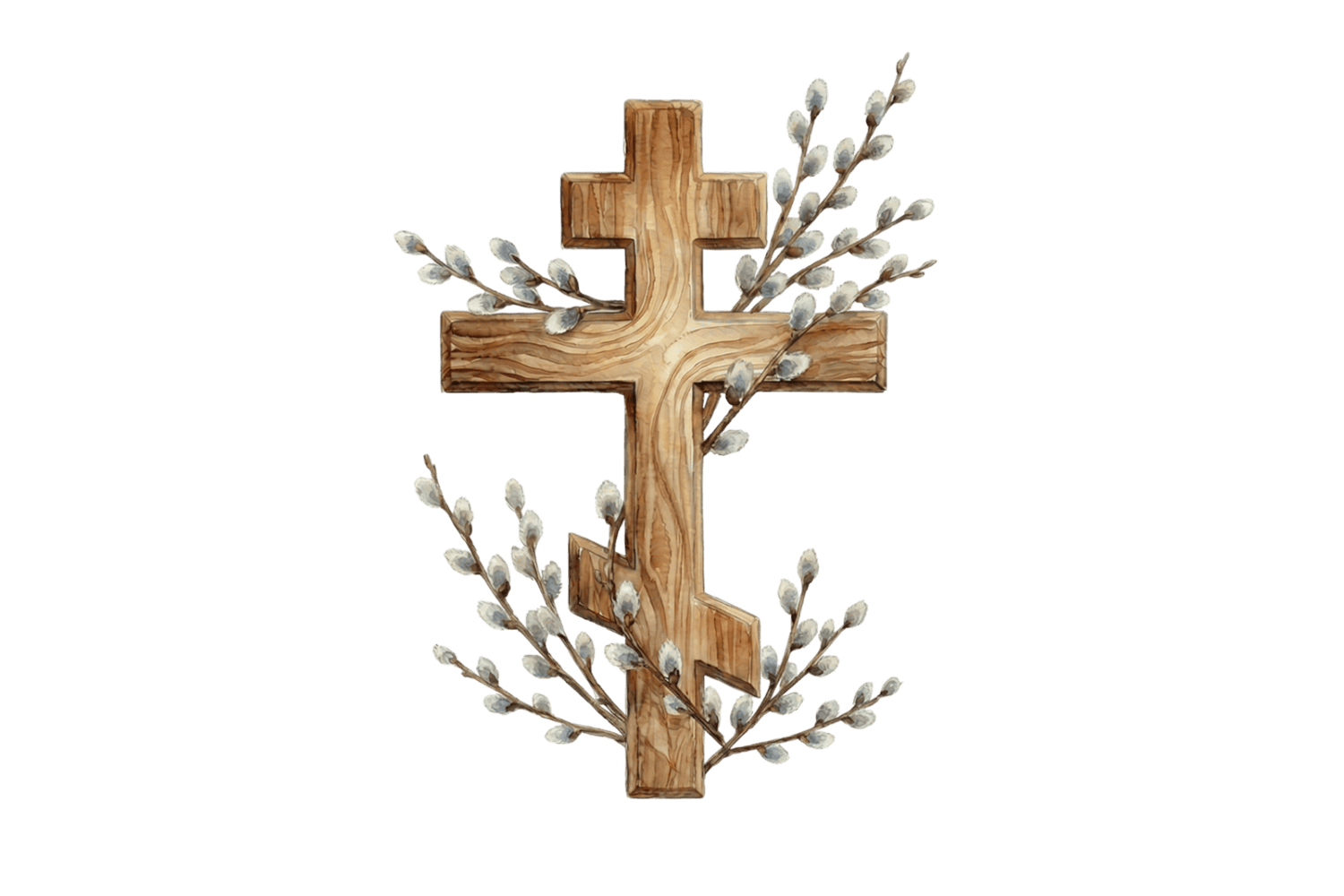 православный крест с вербой пасха стикер png