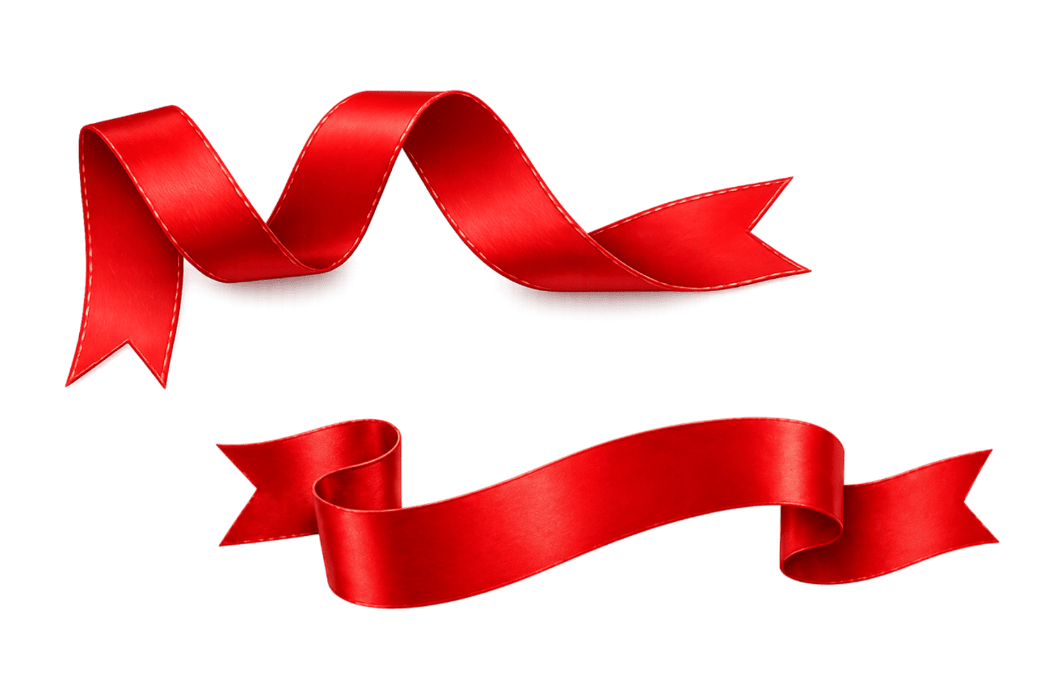 Красные атласные ленты PNG — декоративные элементы для открыток и дизайна к 1 мая
