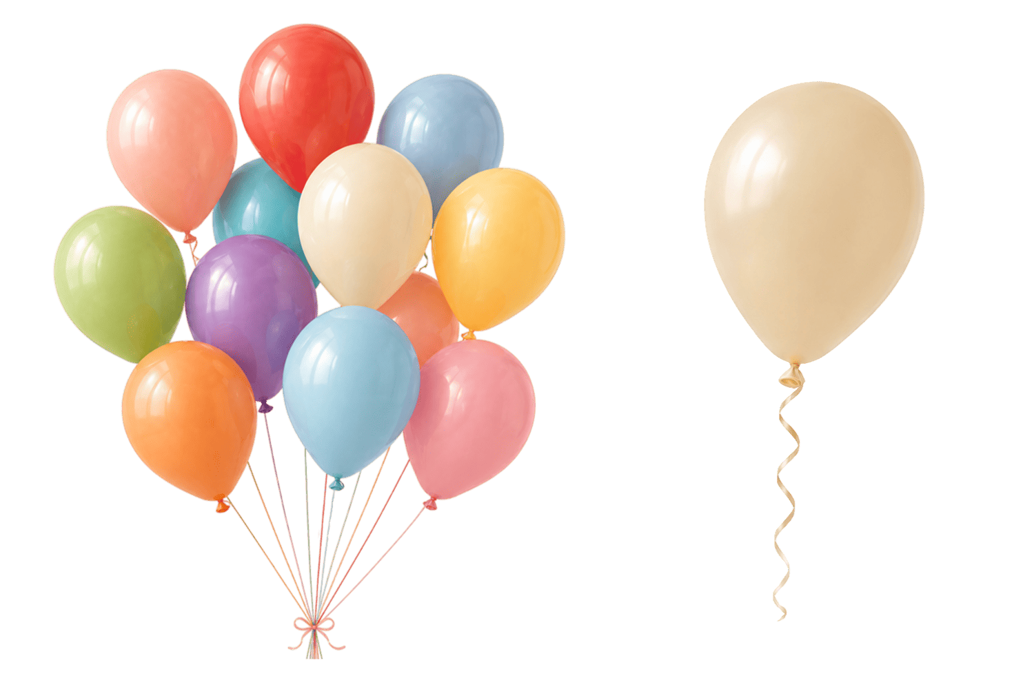 Разноцветные воздушные шары — праздничные элементы для оформления ко Дню Весны и Труда