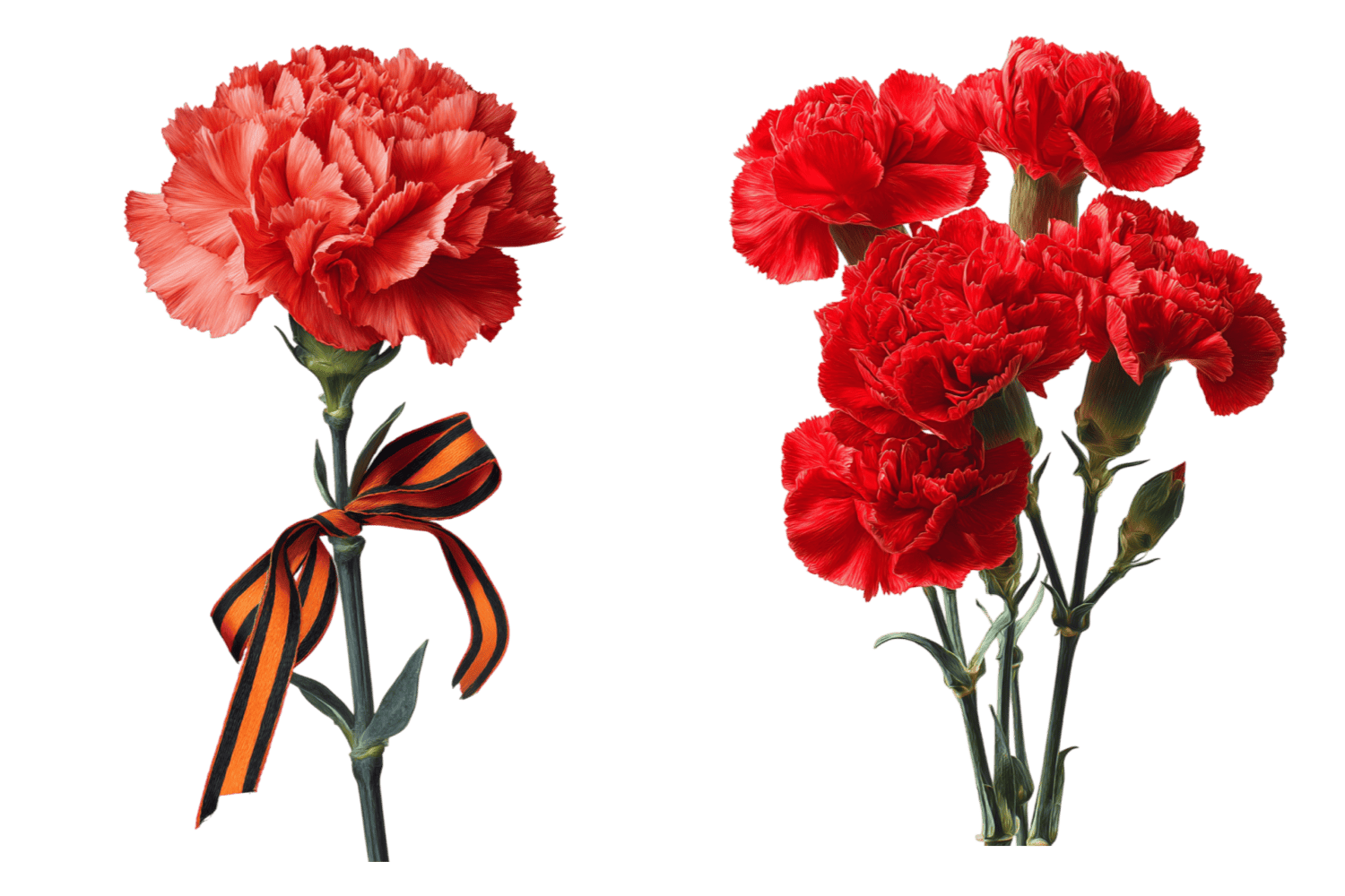 красная гвоздика стикер 9 мая на прозрачном фоне символ дня победы цветок