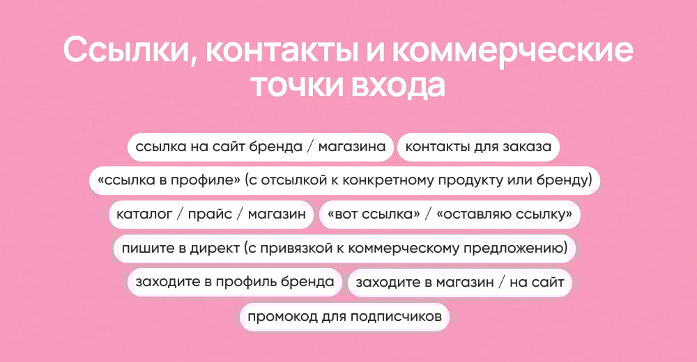 Ссылки, контакты и коммерческие точки входа