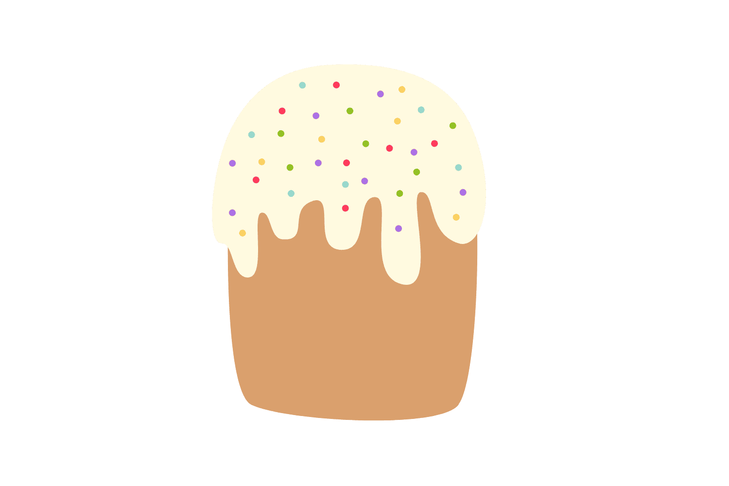 пасхальный кулич с цветной посыпкой детский стикер пасха png