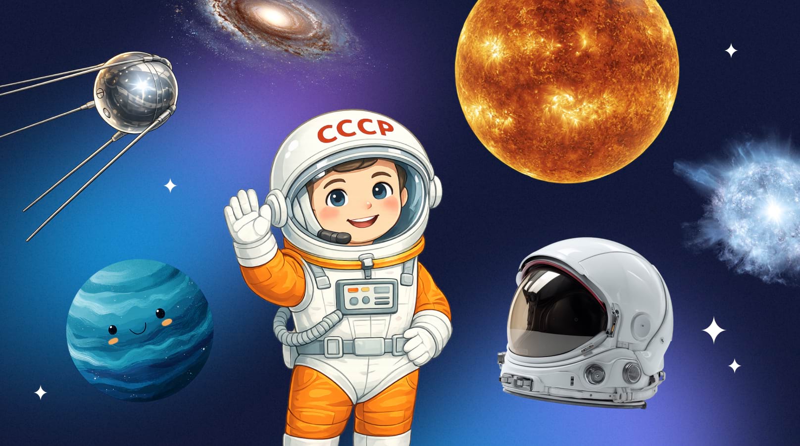 Стикеры PNG на 12 апреля: коллекция ко Дню космонавтики для соцсетей