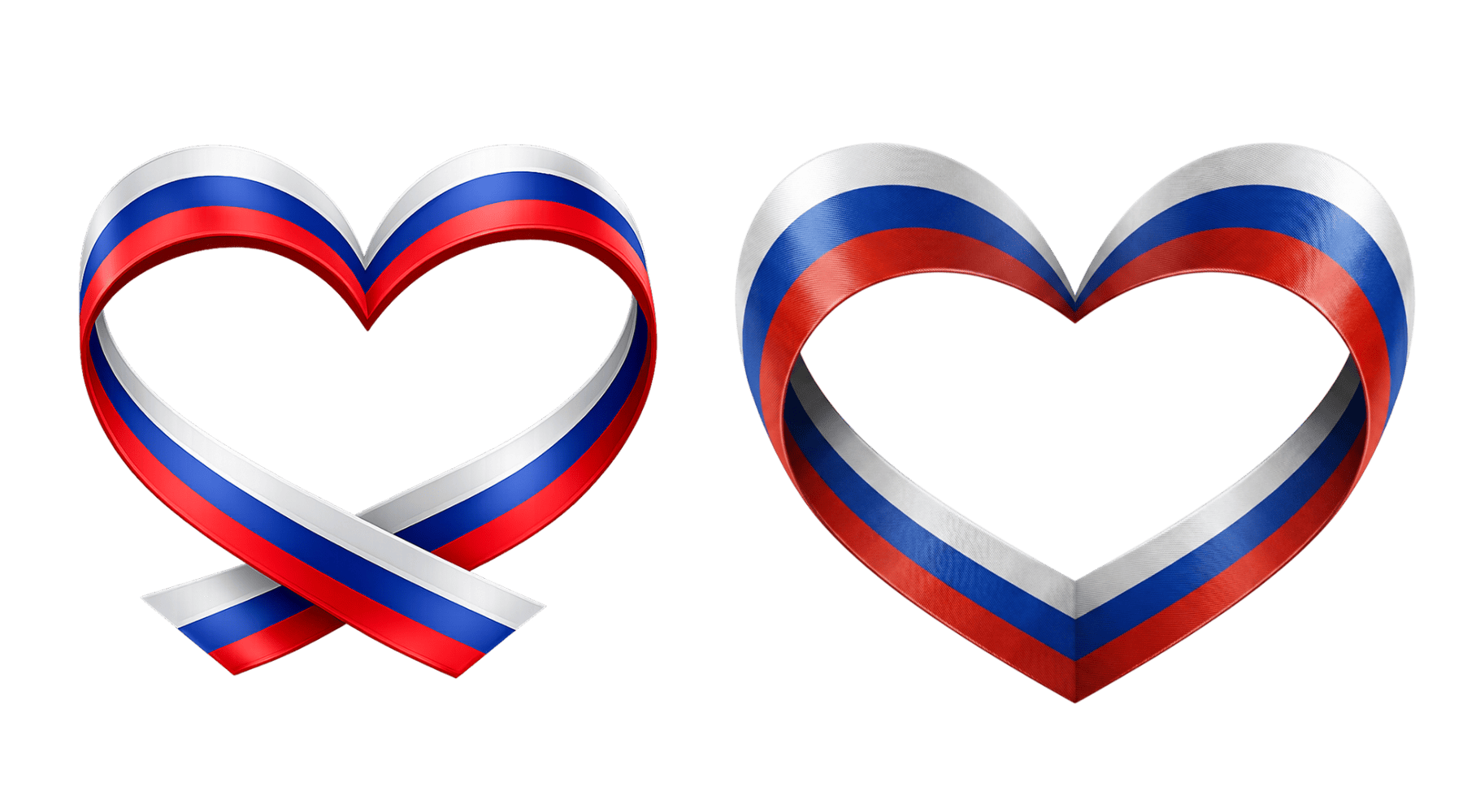 PNG-элемент лента триколор в форме сердца