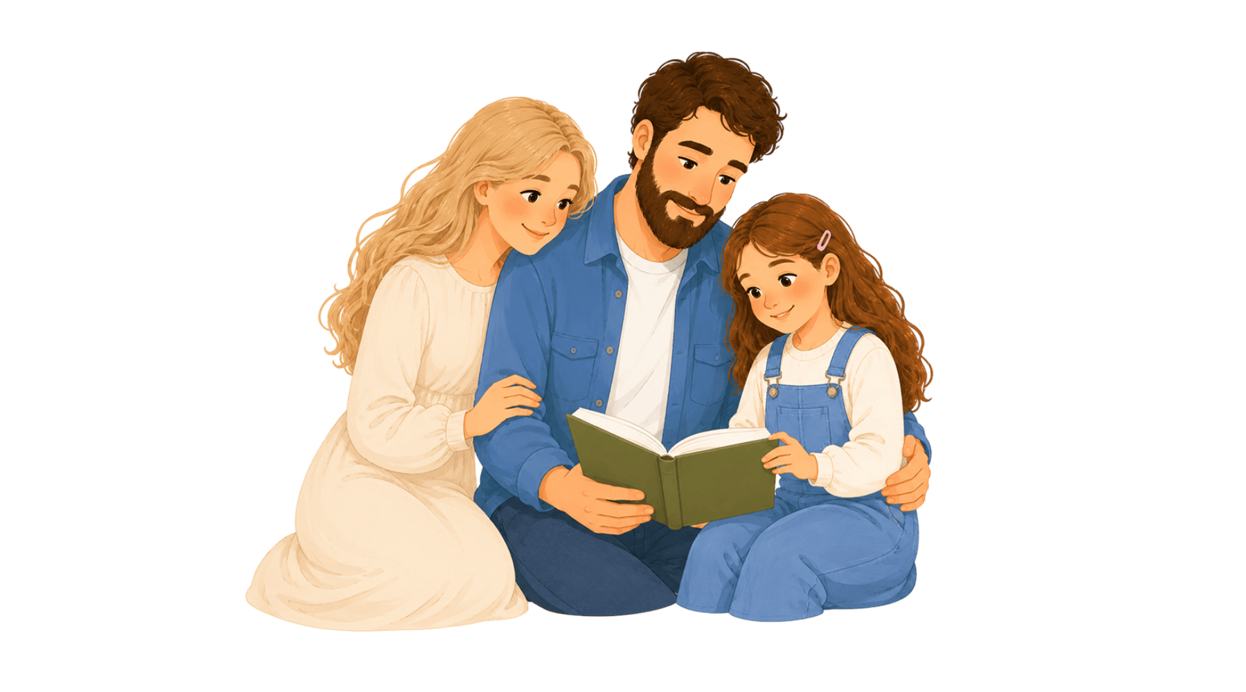 PNG-элемент семья читает книгу