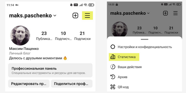 Статистика охвата в Инстаграм*