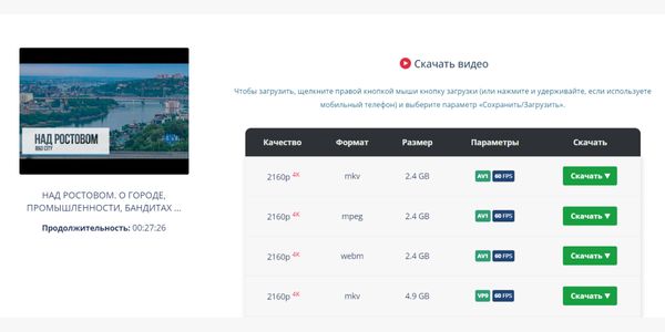 Выберите формат, размер и качество, затем нажмите &laquo;Скачать&raquo;